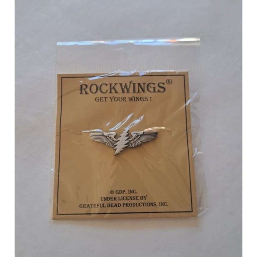 Grateful Dead Lightning Bolt Pin Deadhead Pilot Wings Licensed Hippie Lapel New - Picture 2 of 3